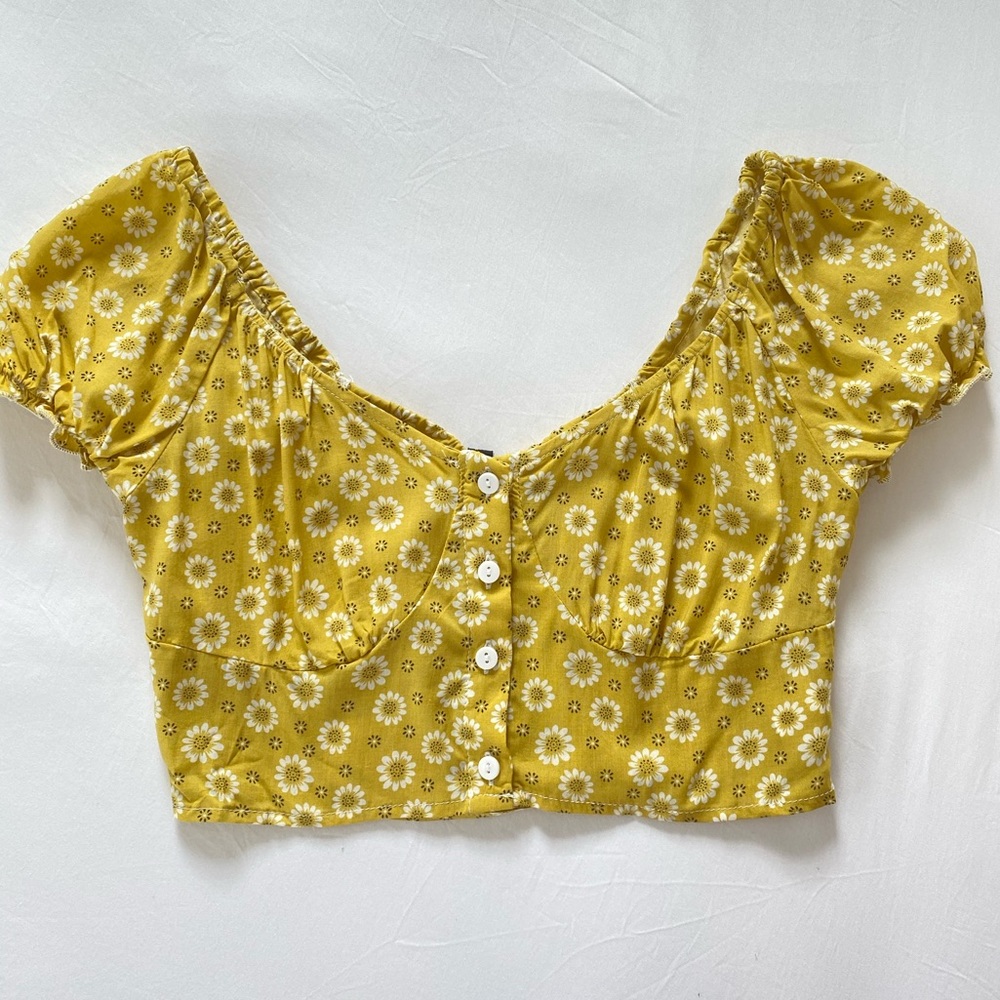 Zaful yellow flower crop top
